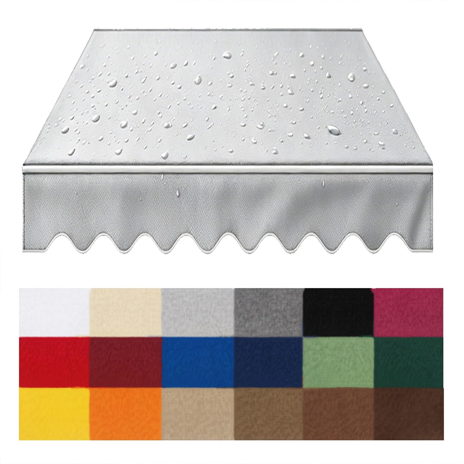 Générique Tissu de Rechange pour Store Banne 3x2.5m 4x3.5m Toile de Remplacement pour Auvent de Terrasse Balcon Toile d'Ombrage Résistante avec Lambrequin Vagues Douces Tissu Seul sans Cadre