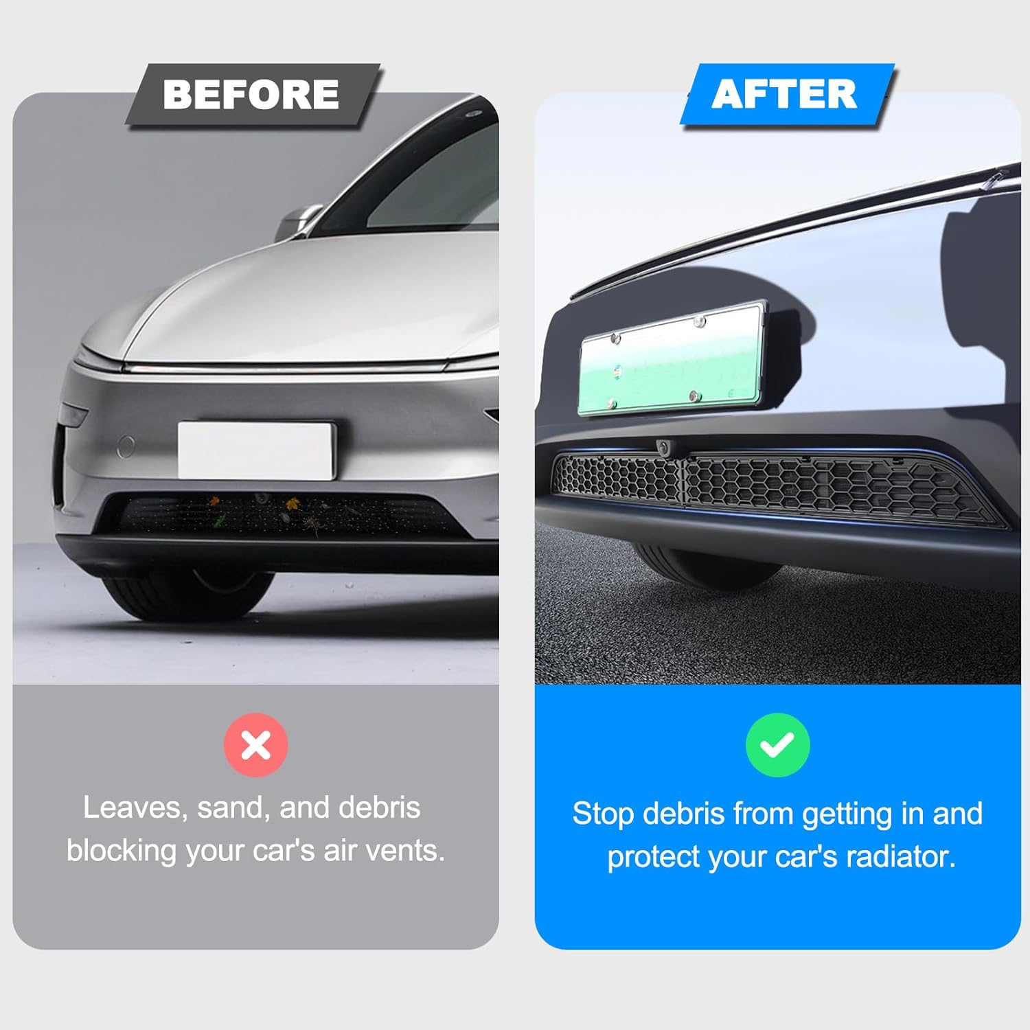Grille Mesh Insert for Tesla Model Y Juniper 2025 2026 Front Air Inlet Vent Grille Cover with Insect Protection, Detachable & Easy Install Snaps