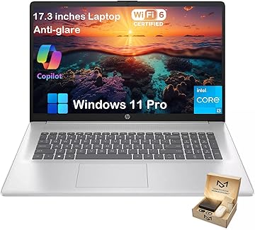 Flagship 17inch Laptop Computer, 32GB RAM, 1TB SSD, 17.3" HD+ 250 Nits IPS Anti-Glare Display, Intel 8-Core i3 N305 CPU, Windows 11 Pro, Fast Charge, Wifi6, for Business and Students