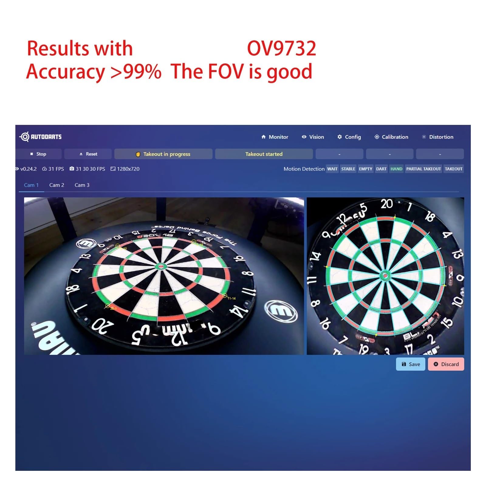 USB-Kameramodul IMX179 /OV2735/OV9732 100 Grad 30fps 2M Cbale Keine Verzerrung, kompatibel mit Autodarts.io Scoring-Kamerateilen(Imx179 3pcs)