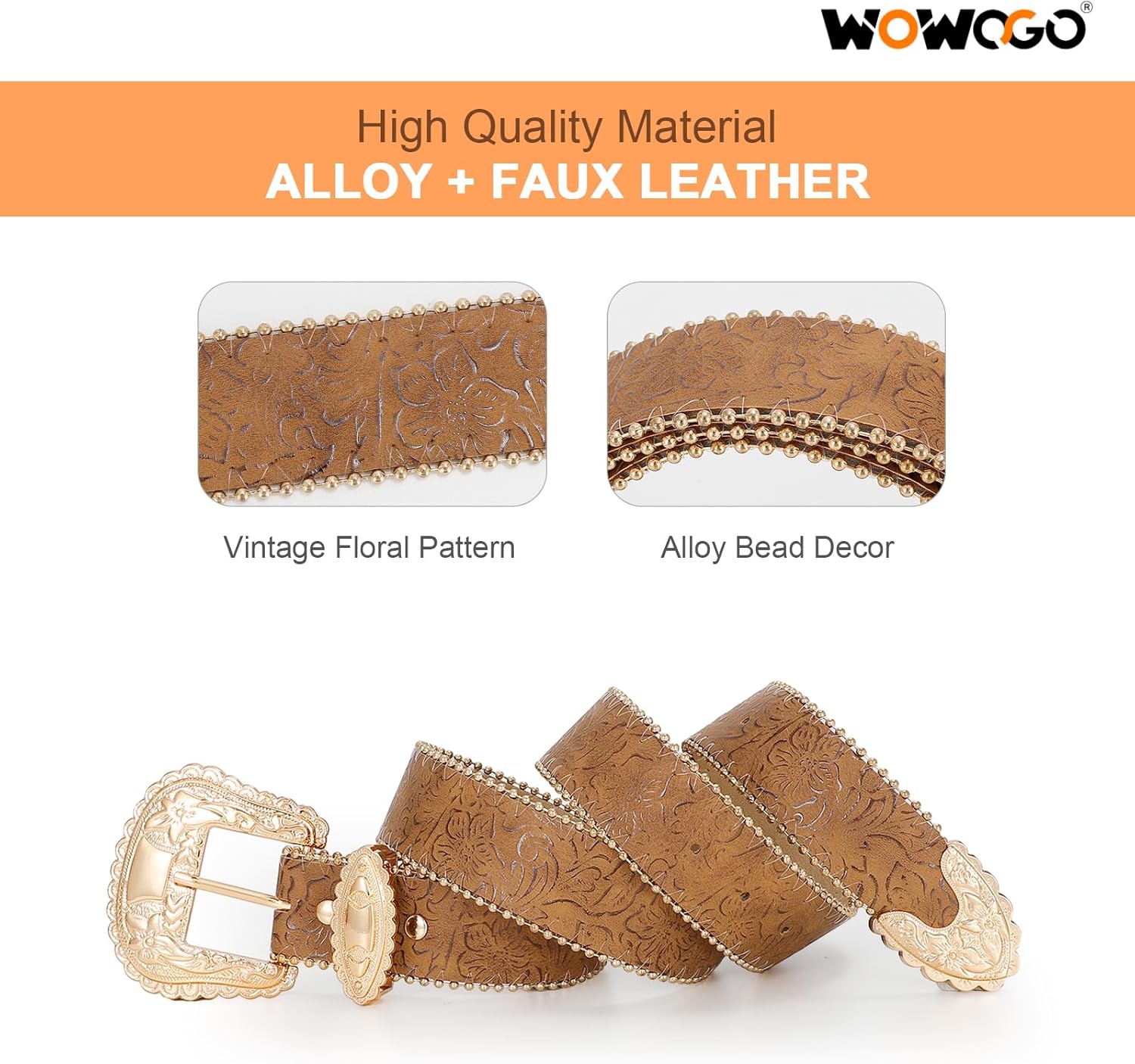 Floral Print Western Belts for Women Cowgirl Cowboy Country Leather Belt Fashion Vintage Belt for Jeans - Image 3