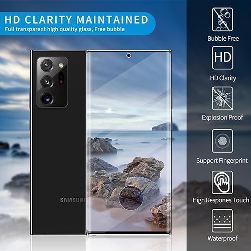 Vista 18 de Paquete de 3 protectores de pantalla de vidrio templado curvado aplicables para Samsung Galaxy S21 Ultra 5G de 6.8 pulgadas, compatible