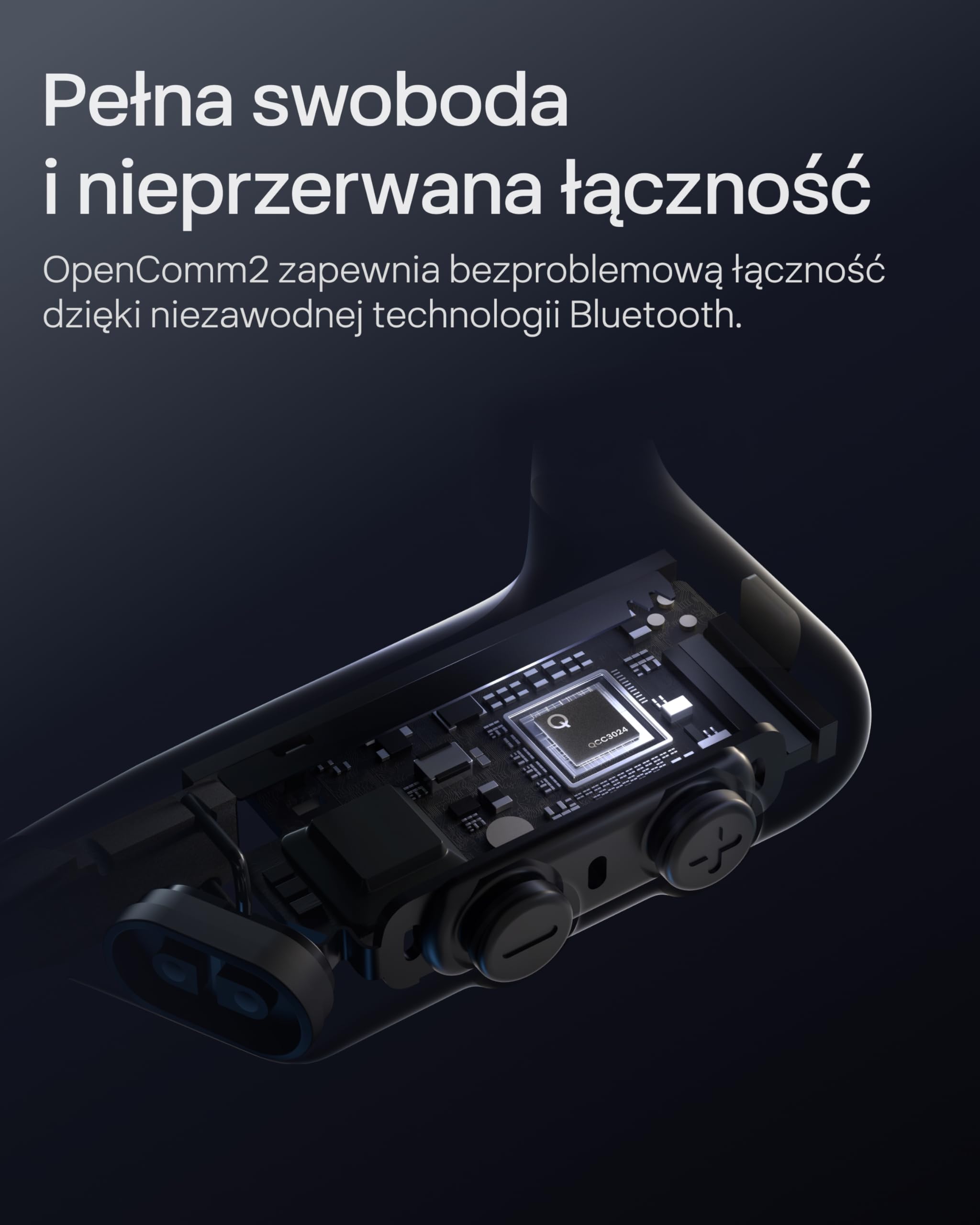 Shokz OpenComm2 UC headset Open-Ear na PC z USB-A | 16h rozmów, mikrofon z redukcją szumów, Bluetooth, technologia kostna, do biura, połączeń i spotkań