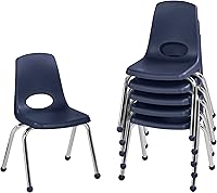 Vista 78 de Factory Direct Partners 10367-BL Silla escolar apilable de 16 pulgadas, asiento apilable para estudiantes con patas de acero cromado y rodamientos