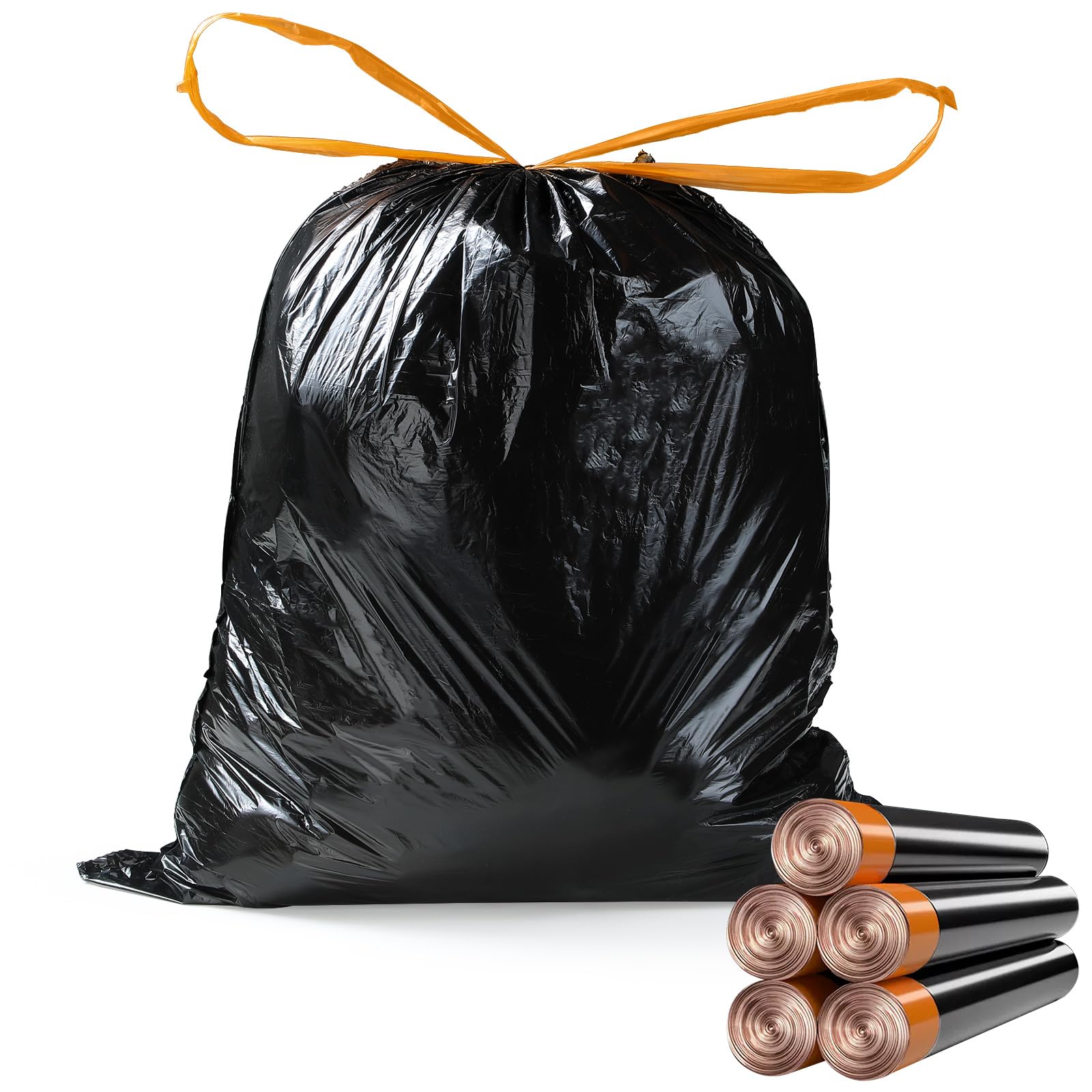 MOPALL Small Drawstring Trash Bag,Easy to Tear and Pack,4 Gallon Garbage Bags,75 Counts