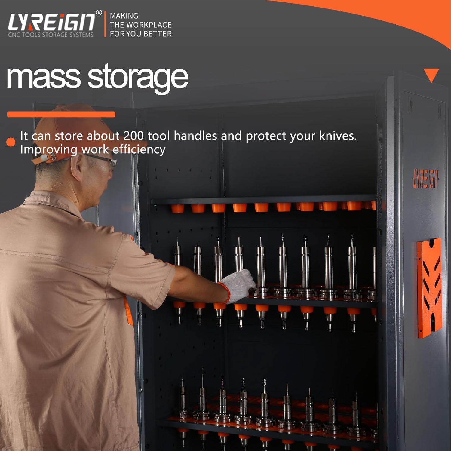CNC Tool Rack Multi-Function CAT40/CAT50 Storage Cabinet, Large Capacity, Small Footprint, Modern Style, Lockable, Transparent Window, 33.4"L x 21.6"W x 72"H, 238 lbs, Garage/Utility Room
