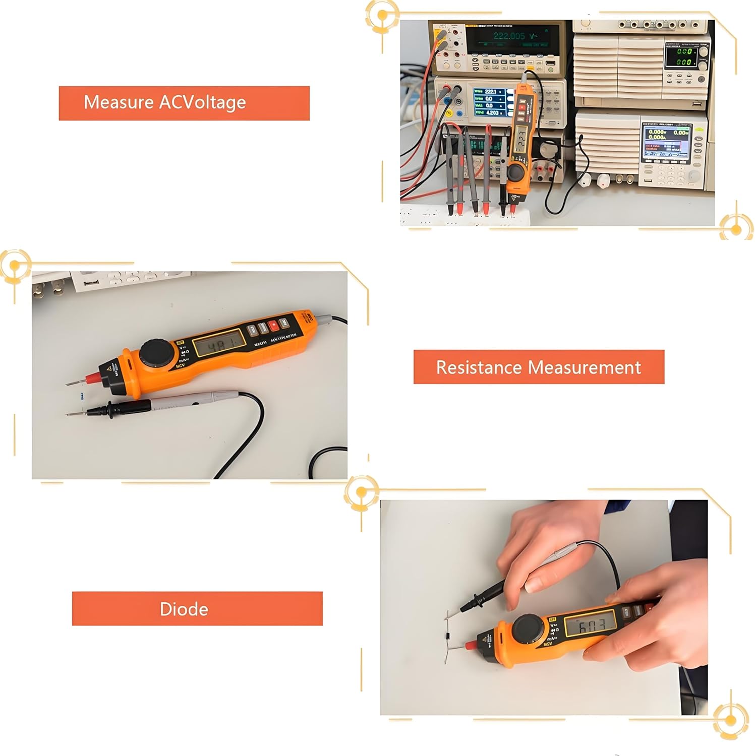 Walfront PM8211 measuring AC voltage on a circuit breaker