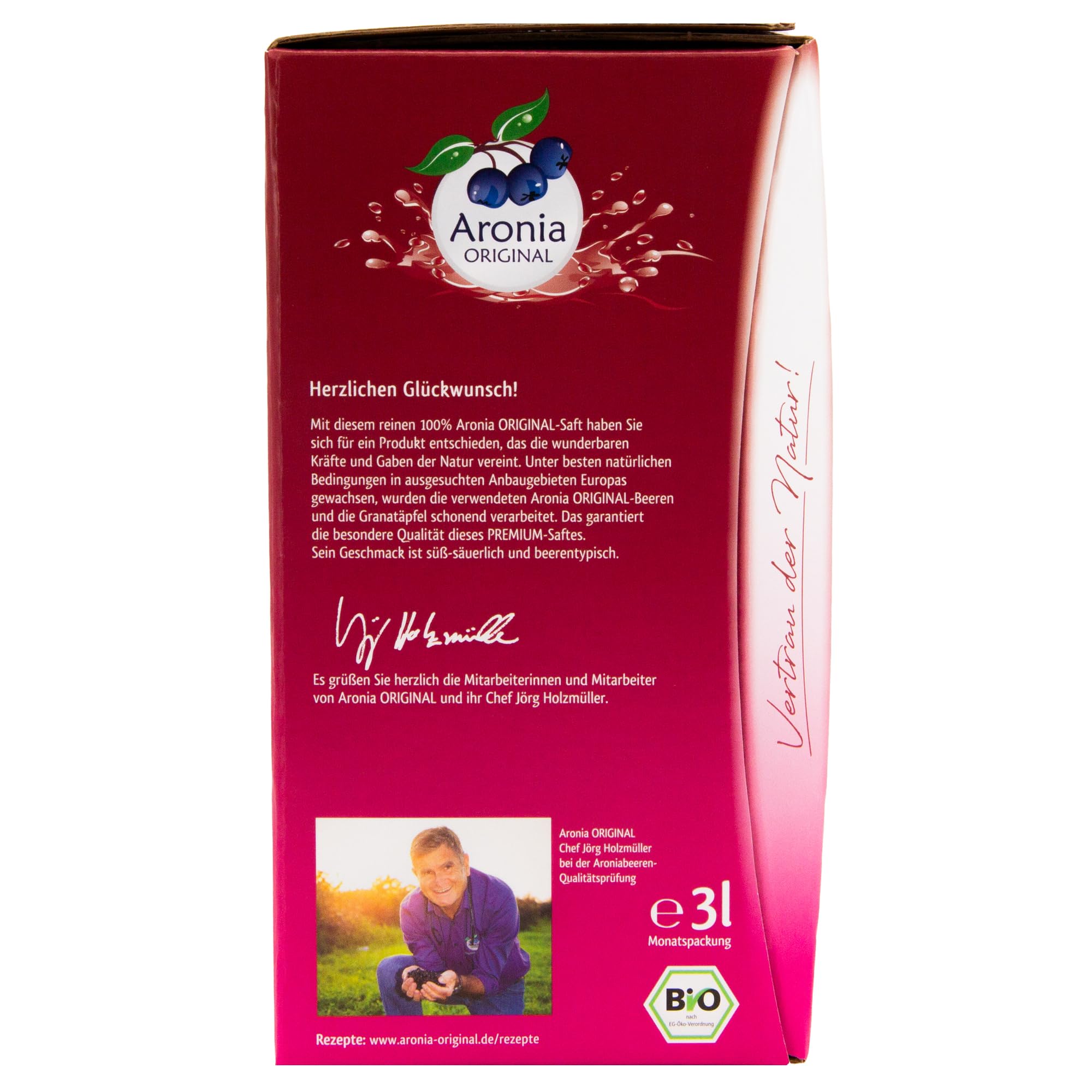 Aronia ORIGINAL Bio Aronia + Granatapfel Muttersaft | 3 Liter Direktsaft | Vegan, ohne Konservierungsstoffe, ohne Zuckerzusatz (lt. Gesetz) (Packung mit 2)