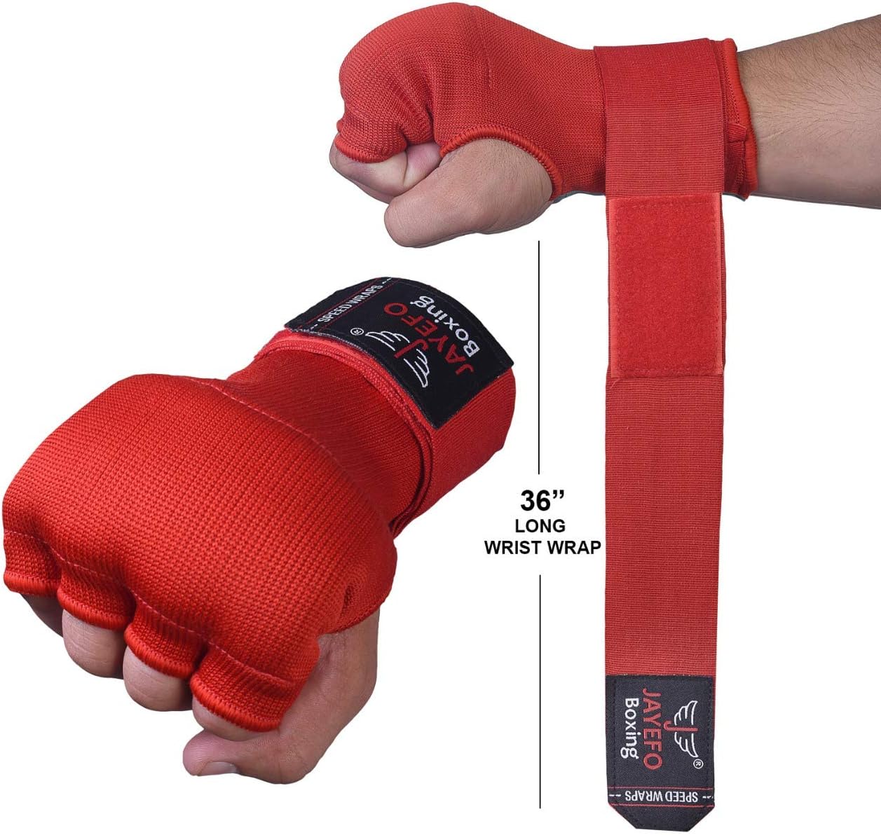Jayefo Padded Speed Wraps Inner Gloves Training Gel Elastic Hand Wraps for Boxing Gloves Men Women Quick Wraps MMA Kickboxing Muay Thai Bandages Wrist Wrap Protector Handwraps Kuckle Pair : Sports & Outdoors