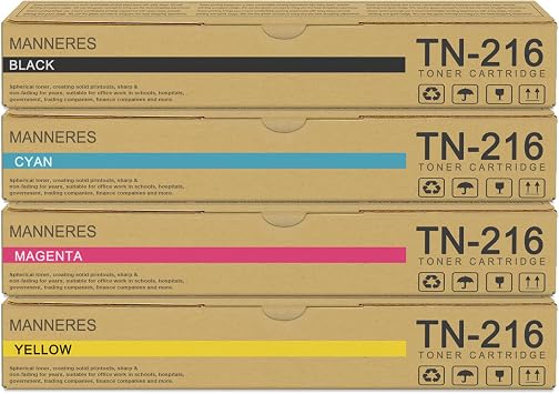 4-Pack TN216 Toner Cartridge 1BK/1C/1M/1Y Compatible TN-216 TN-216K TN-216C TN-216M TN-216Y Toner Replacement for Konica Minolta Bizhub C360 C220 C280 Printer, A11G131 A11G431 A11G331 A11G231