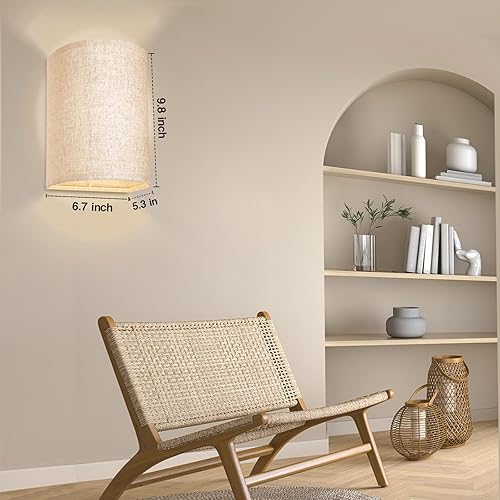 Miniatura 7 de Juego de 2 apliques de pared a pilas, 18 colores RGB, luces de pared con control remoto, tela de altura regulable intercambiable, luces de pared a