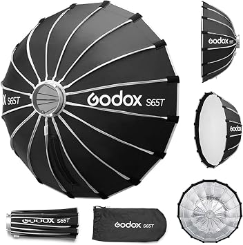Godox S65T 65cm/25.6in Softbox Bowens Mount, 1s Quick Release & Close, Portable Umbrella Soft Box Fast Setup with Diffusers for Photography Monolight Studio Strobe Continuous Light Accessories