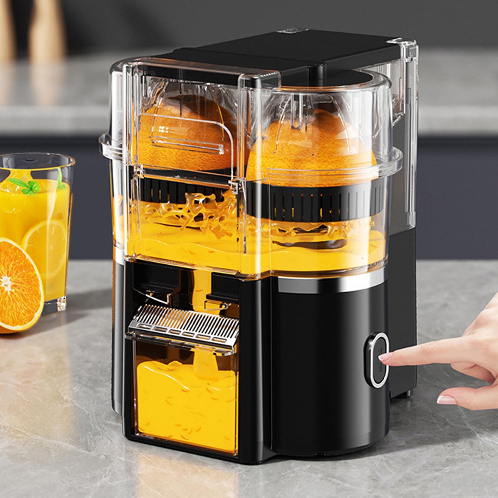 YUYTE Exprimidor de Cítricos Eléctrico Inalámbrico con 8 Ranuras, Capacidad de 500 Ml, Exprimidor Rápido de 20 Segundos para el Hogar, Cocina, Oficina, Extracción Doble de Frutas