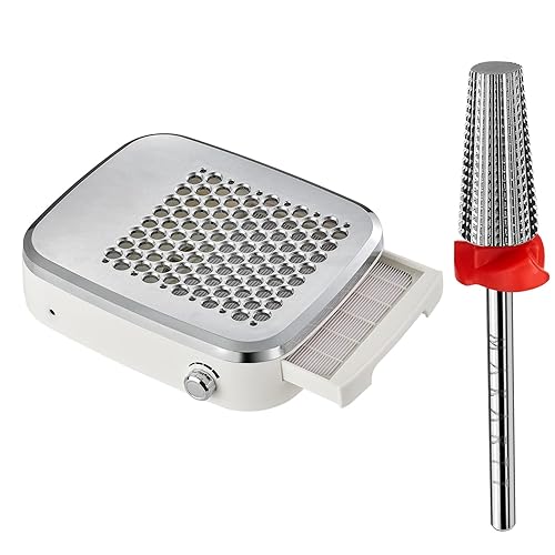 Makartt Colector de polvo de uñas recargable Extractor de vacío eléctrico con brocas de uñas 5 en 1, brocas cónicas