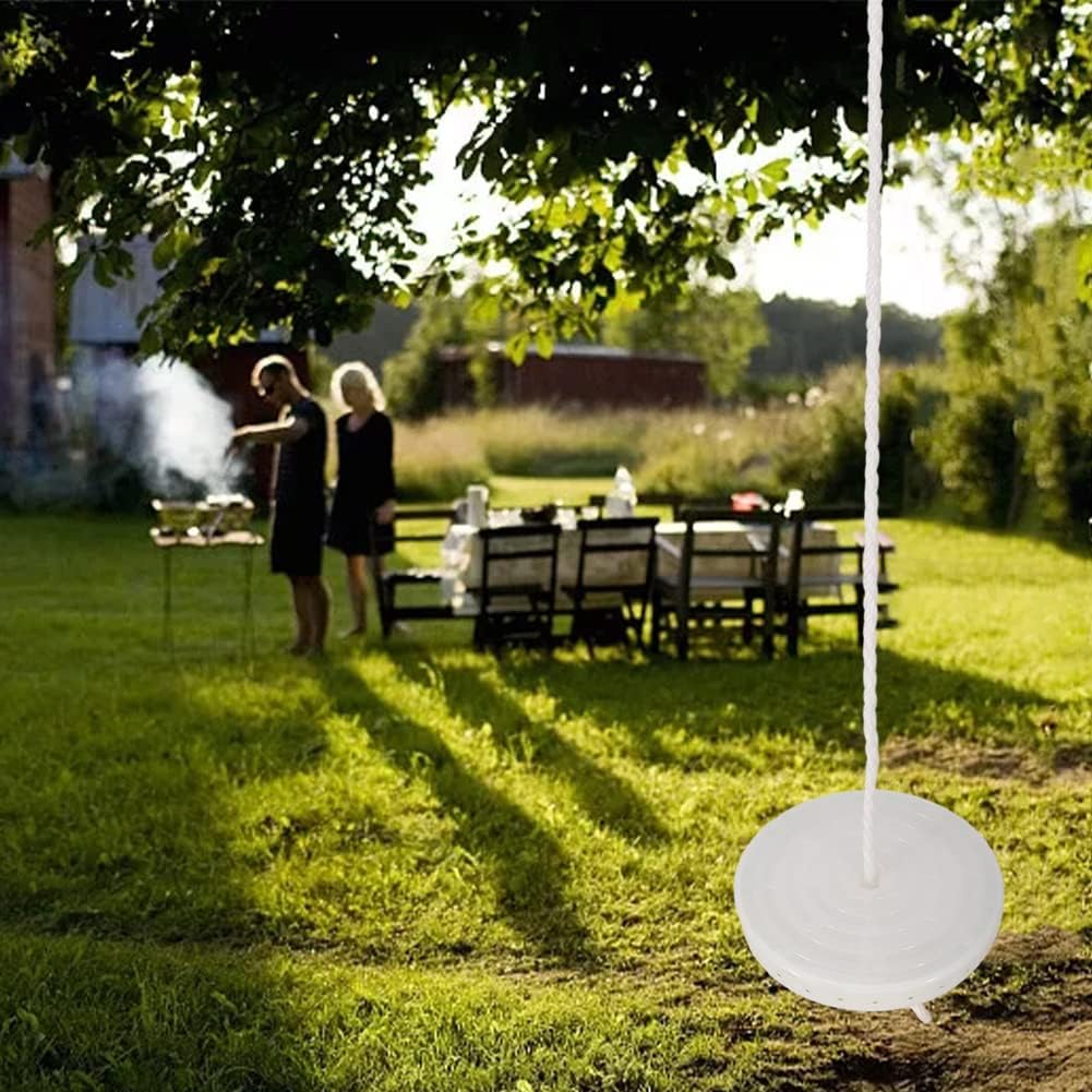 Faddare LED Lighted Swing, Ourdoor Garden Swing Seat, Climbing Rope with Round Swing Seat Set, Backyard Light Swing for Children(White)