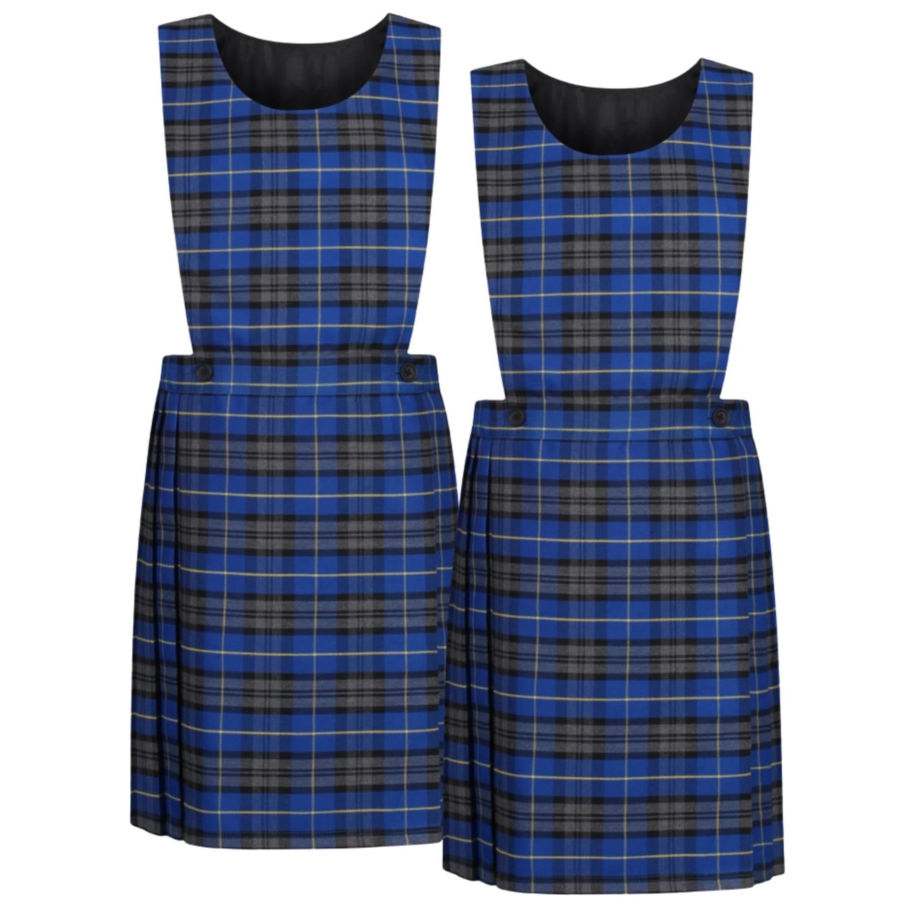 Zestaw 2 sukienek szkolnych Pinafore dla dziewczynek Tartan Bib