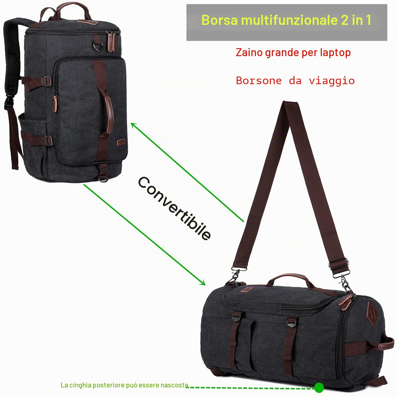 BAOSHA HB-26 - Zaino vintage da uomo in tela