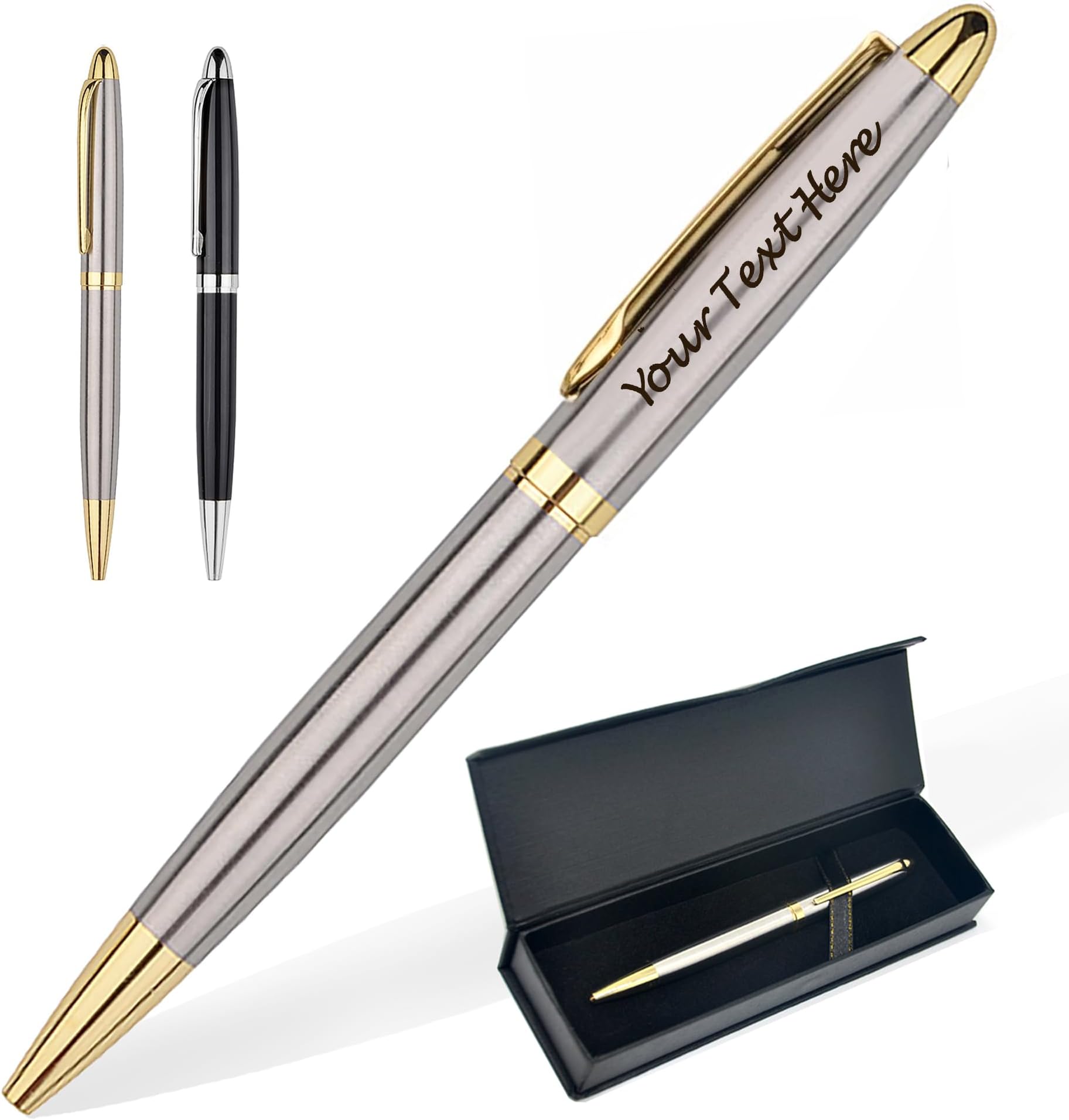 EDSG Personalized Pens Custom Pens Engraving Pen with Name Custom Pen Personalized Gifts for Men Women Birthday Christmas Graduation Thank You Gifts MADE IN USA (Silver)