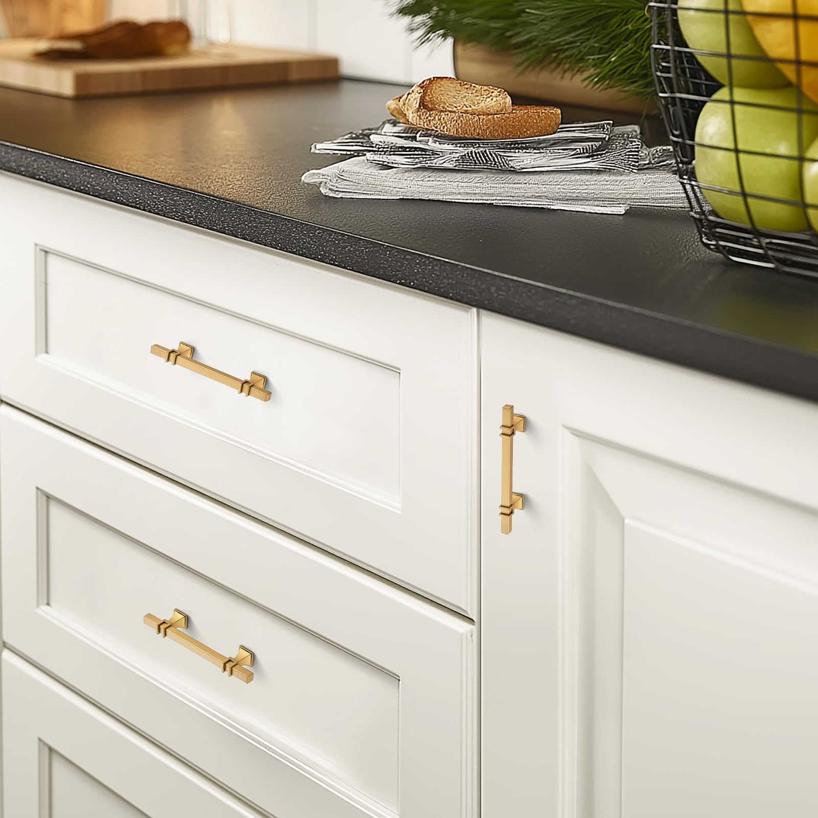 HOME EDIT Paquete de 30 tiradores cuadrados dorados de aleación de zinc de 4 pulgadas para cocina, tocador, armario y accesorios de gabinete de baño