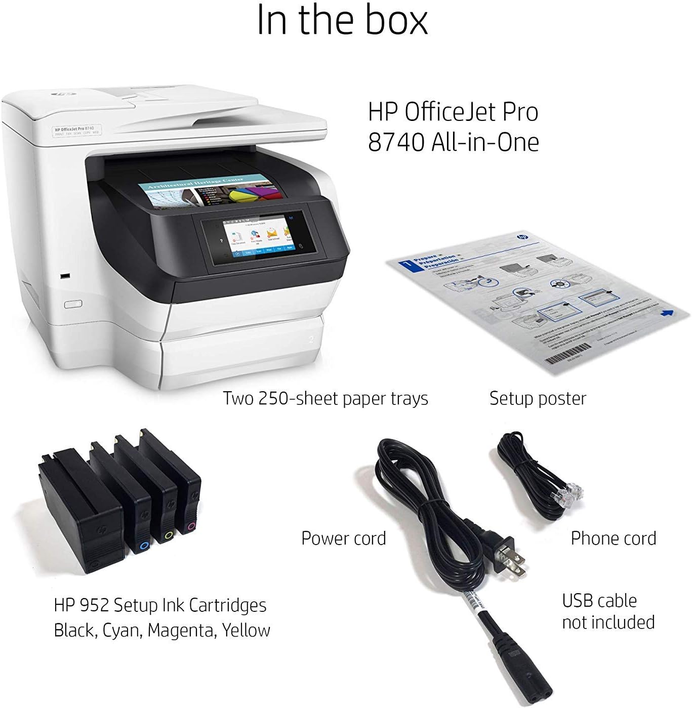HP OfficeJet Pro 8740 All-in-One Wireless Printer, HP Instant Ink or Amazon Dash replenishment ready (K7S42A)