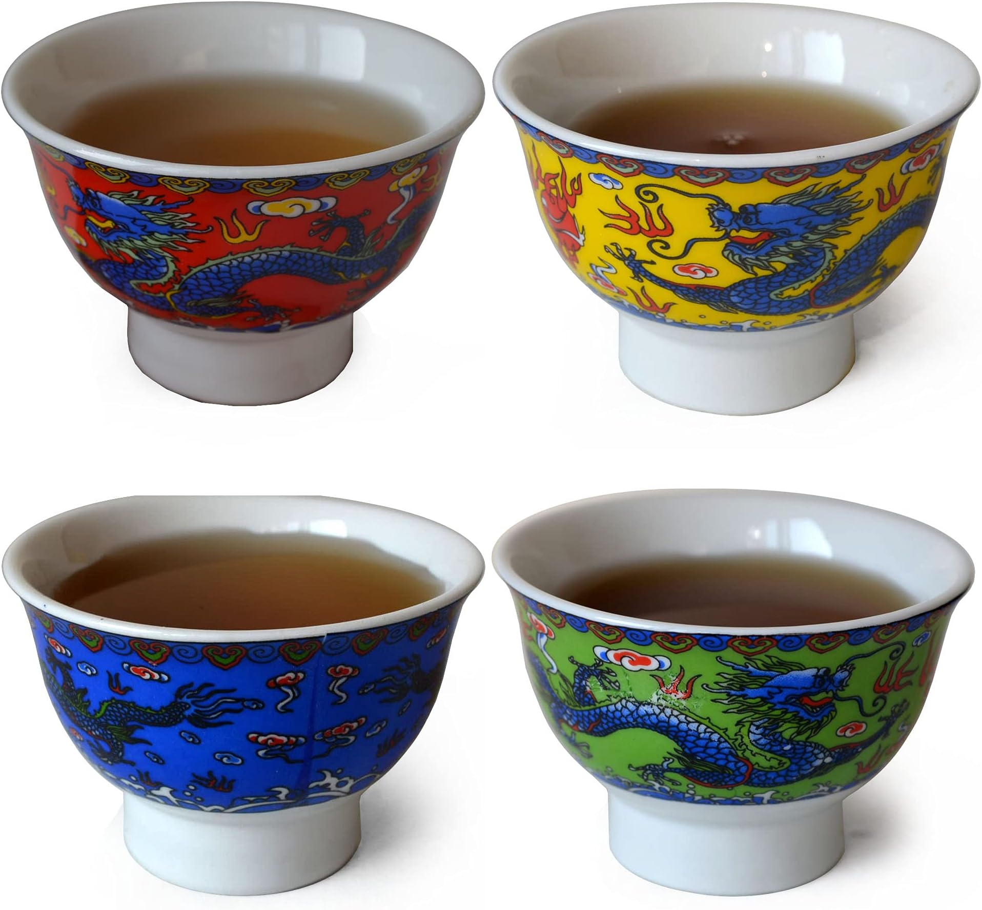 4pcs China Dragon Gongfu Teacup Set, Multicolor (4 x 128ml)