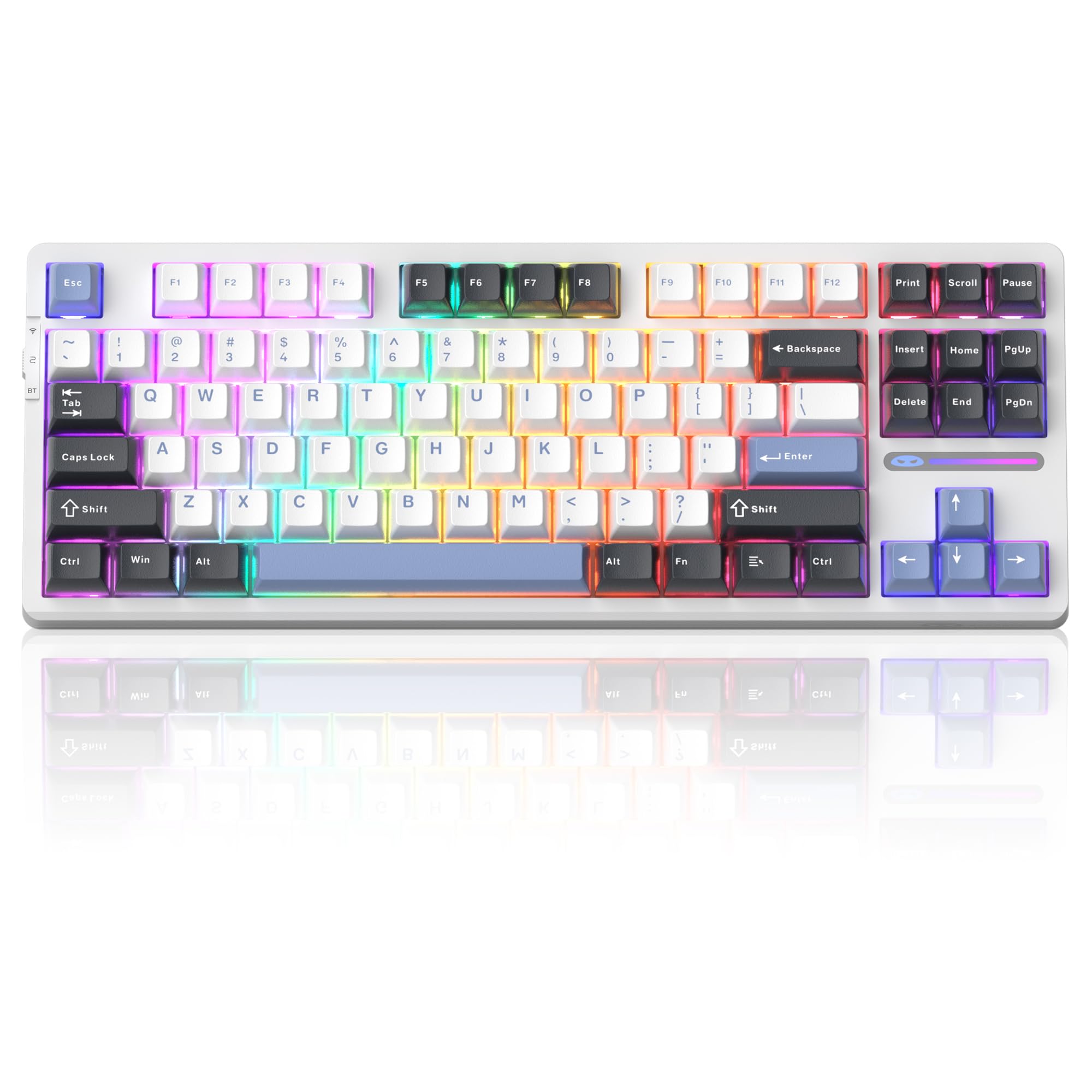 MageGee LIGHT87 Wireless Creamy Keyboard, Gasket Structure Hot Swappable Mechanical Keyboards, 2.4G/USB-C/BT5.0 RGB Backlit Gaming Keyboard for Win/Mac/PC, 8000mAh Battery, PBT Keycaps, Blue