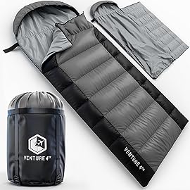 VENTURE 4TH Summer Backpacking Sleeping Bag, Single, Regular Size - Camping Sleeping Bags for Adults & Kids - Lightweight, Water Resistant, Ideal for Hiking, Camping & Outdoor - Silver/Black