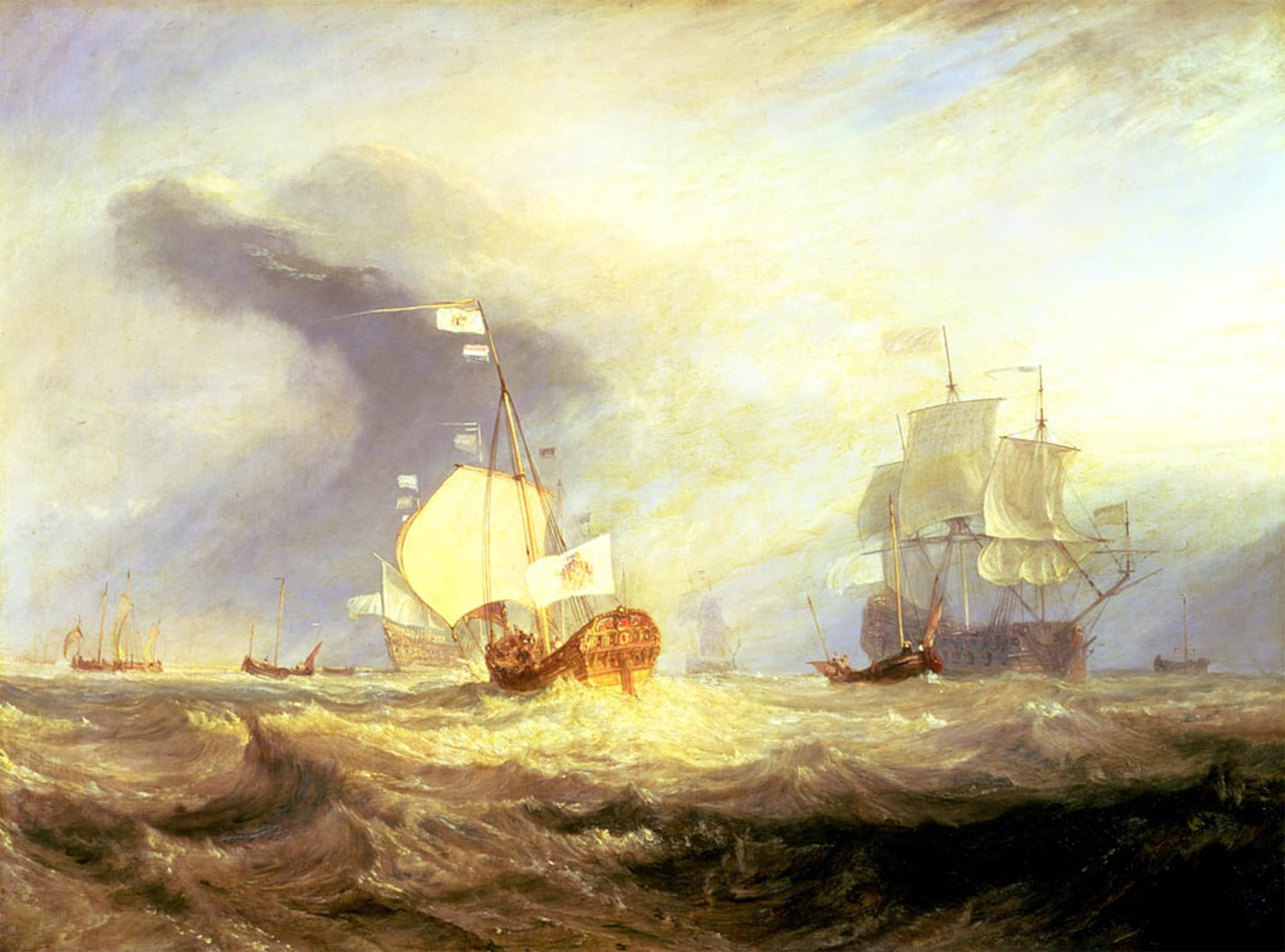 SERENDIPITP Retro Picture Poster Wall Art Pictures Painting Admiral Von Trump's Barge At the Entrance of the Texel in by Mallord William Turner Wall Art Canvas Print for Wall Decor 60x90cm