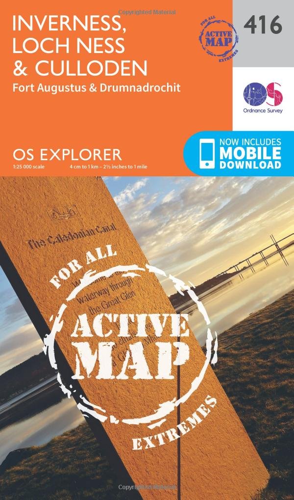 Inverness, Loch Ness & Culloden Map | Weatherproof | Fort Augustus & Drumnadrochit | Ordnance Survey | OS Explorer Active Map 416 | Scotland | Walks | Hiking | Maps | Adventure