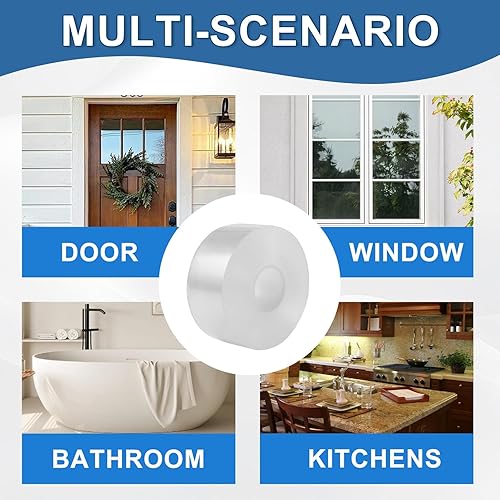 Miniatura 2 de Cinta transparente para sellado de ventanas 5 cm x 20 m, resistente a la intemperie, para aislamiento de corrientes de aire, sin residuos, adhesiva