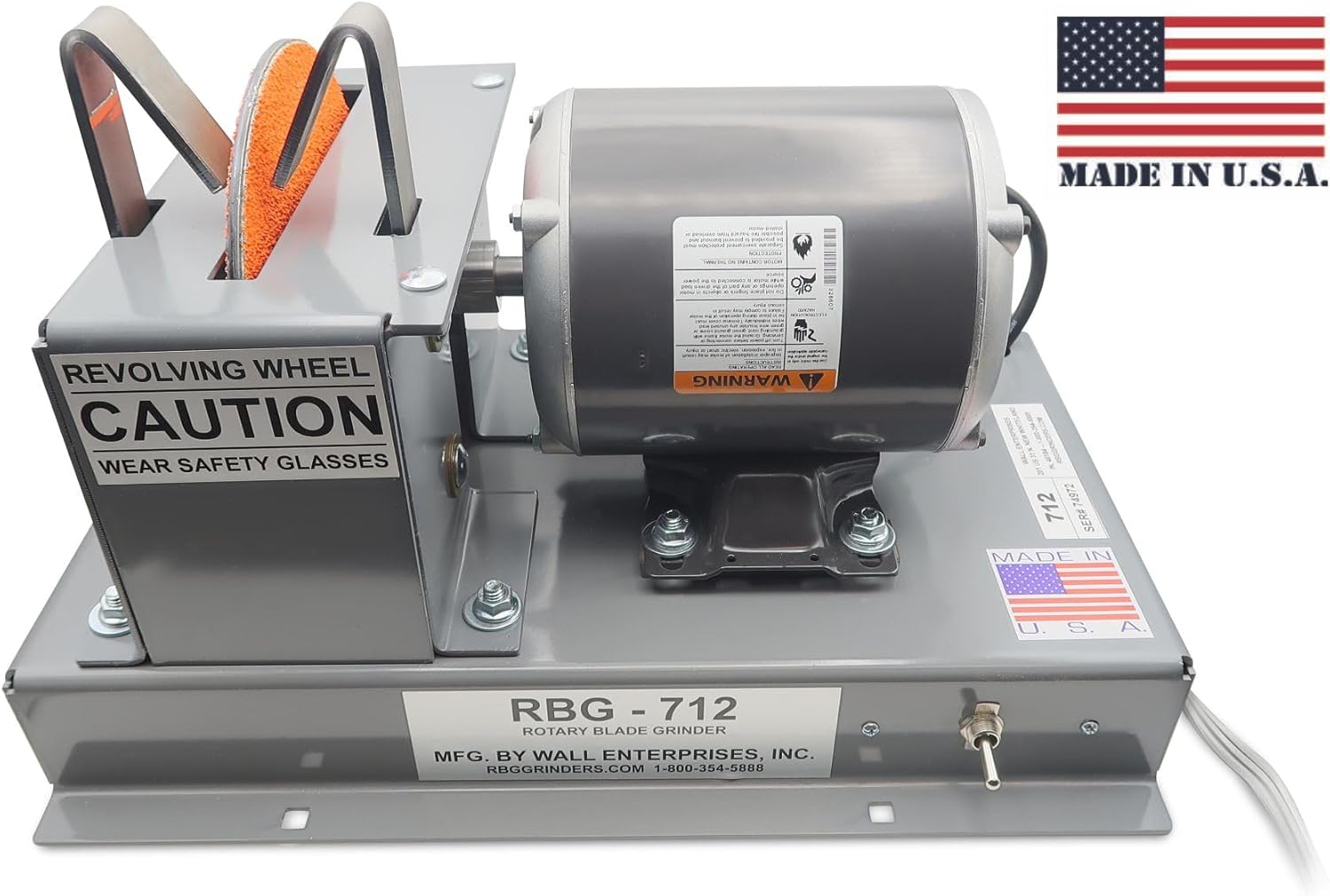 RBG-712 Professional Blade Grinder & Sharpener with Grit Collector, 1/2 HP Motor, 7-inch Disc, Made in USA