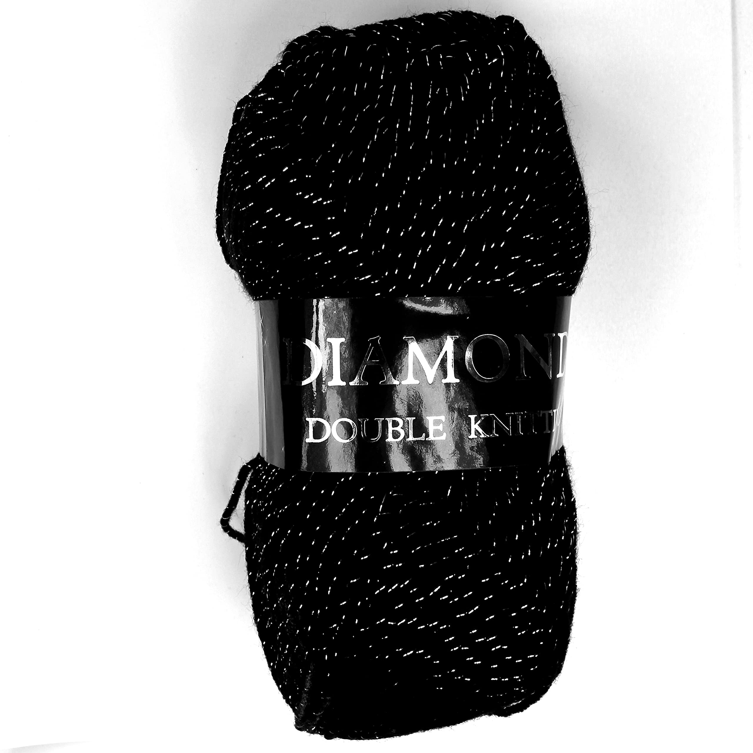 Woolcraft Diamonds New Fashoin Tinsel Knitting Yarn/Wool - 100g Ball -6 Shades (Black/Silver - 2002)