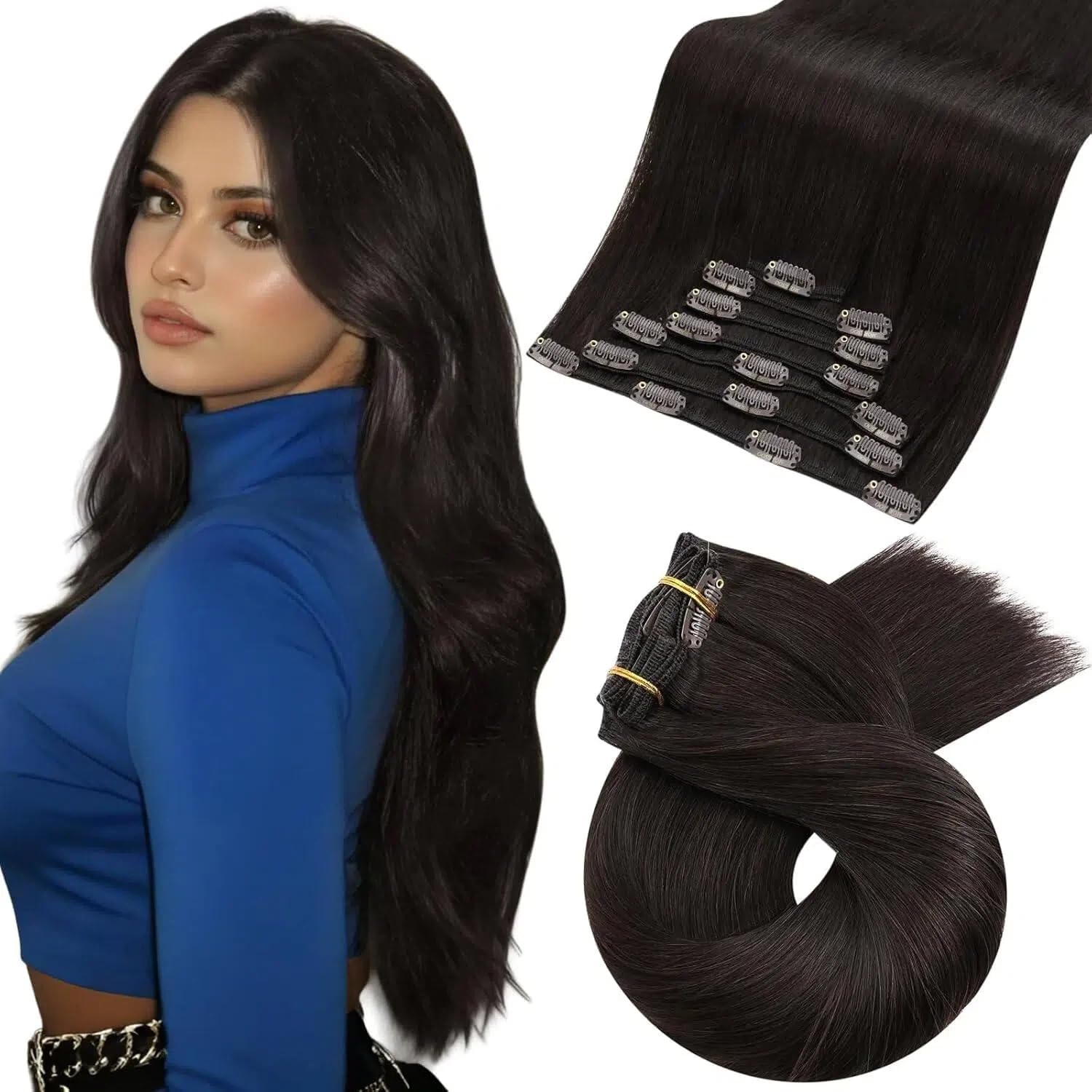 Moresoo Clip in Extensions Echthaar Haarverlängerung Echthaar Extensions Clip