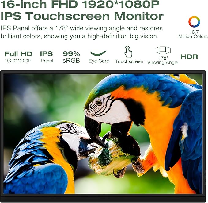 Monitor Portátil Táctil 16 Pulgadas FHD IPS miniatura 2