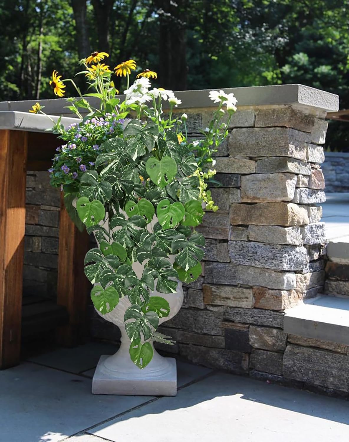 Villa Como 2 Packs UV Resistant Artificial Hanging Plants Outdoors & Indoors, 33" Large Fake Pothos Ivy Vines Plants Faux Hanging Greenery for Planter, Shelf, Window Box, Porch, Patio, Garden Decor