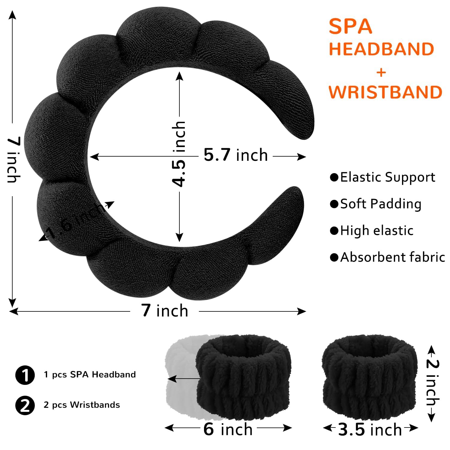 Headbands for Women, Headband, Spa Headband, Makeup Headband, Headband for Washing Face, Wrist Bands to Wash Face, Skincare Headband for Makeup, Washing Face, Facial Mask, Spa, Shower