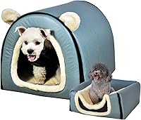 Vista 43 de Cama para Perros, 2 Maneras de Usar, Casa para Mascotas de Interior con Alfombrilla Esponjosa, Funda Extraíble y Lavable, Casa a Prueba