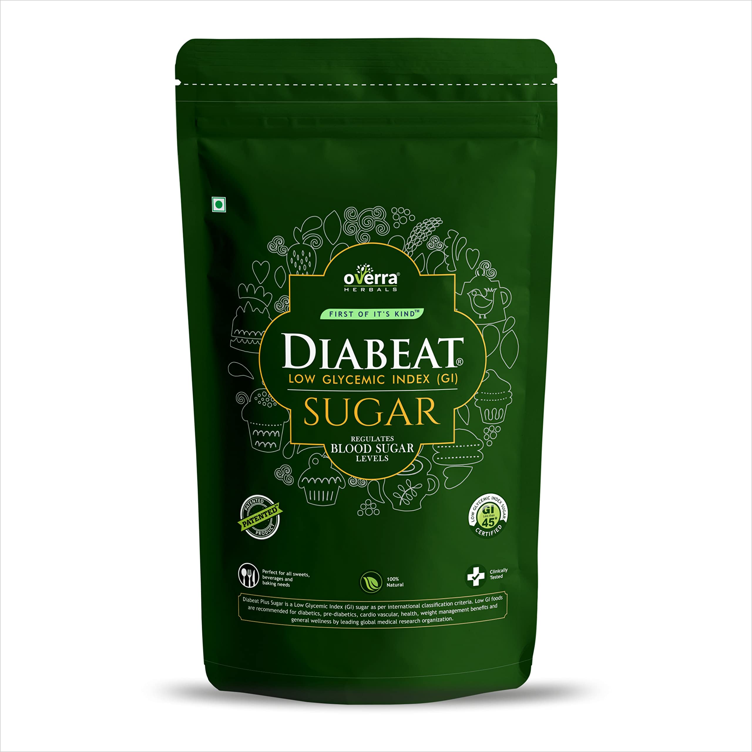 Overra Herbals Diabeat Green Diabetic Friendly Cane Sugar - Free from Chemical/Artificial Sweeteners - Low Glycemic Index (GI) - 1 KG Zipper Lock Pouch (Pack of 1) (B08BBXZ4W4) Amazon Price History, Amazon Price Tracker