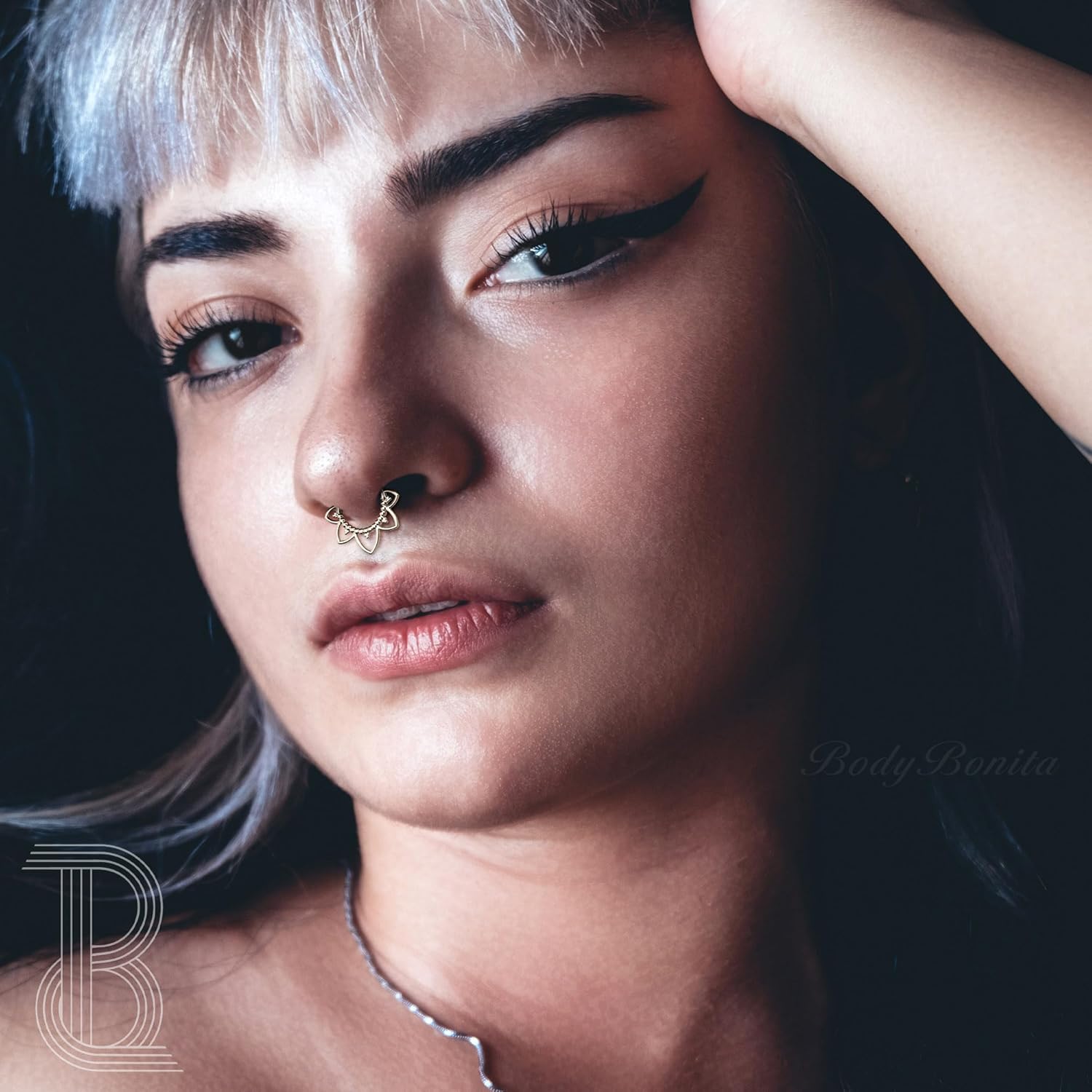 BodyBonita 16G Septum Rings Clicker 316L Stainless Steel Septum Nose Rings for Women Daith Earrings for Women Septum Jewelry Conch Daith Piercing Jewelry 14k Gold Plated/Silver 8mm 10mm - Image 6