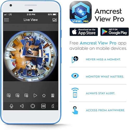 Miniatura 9 de Amcrest Fisheye Cámara IP POE, cámara IP POE panorámica de 360 de 12 megapíxeles, detección de mapa de calor, protección perimetral, conteo de