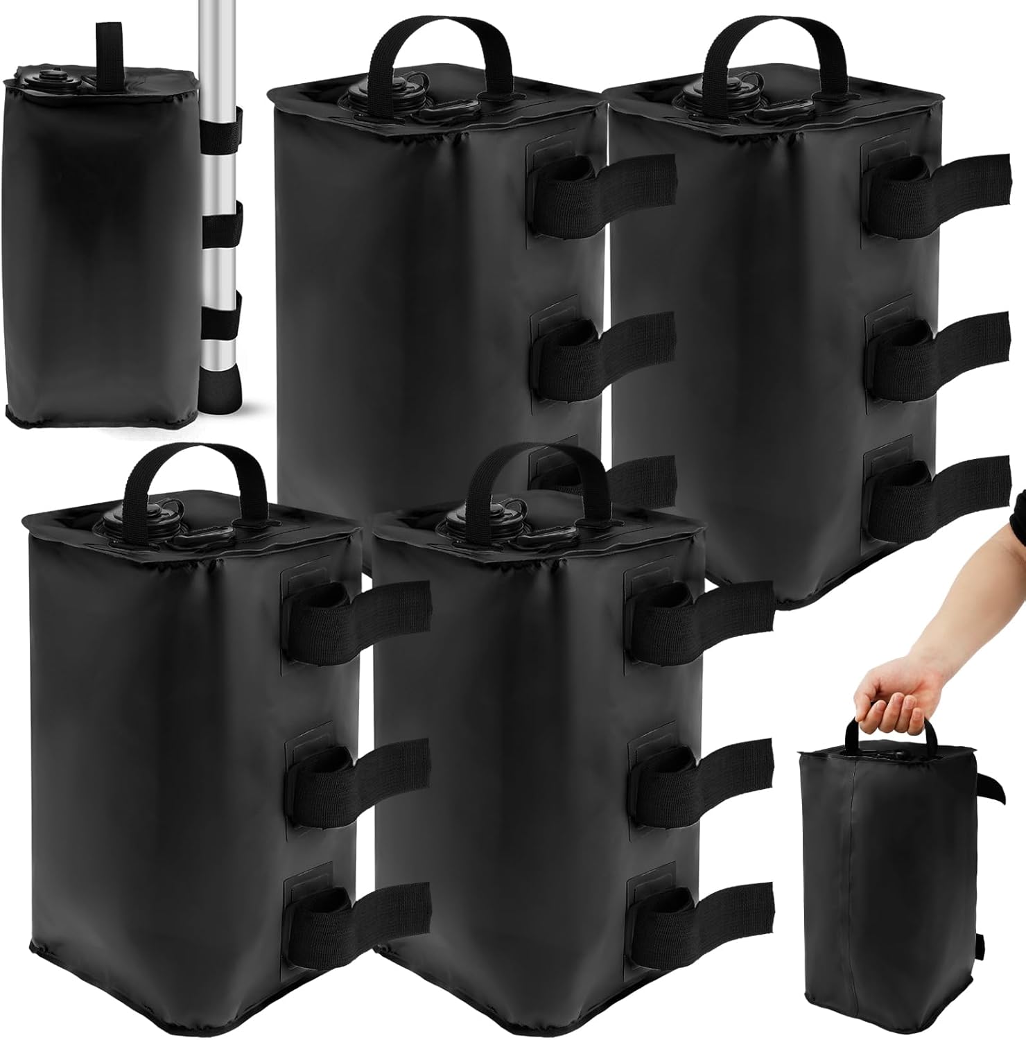 4Pcs Canopy Water Weight Bag, 88lbs Tent Water Weights, Outdoor Pop Up Canopy Weights, Portable Awning Leg Weight with Fastening Straps for Canopies Tent Gazebo, Quick Installation(Khaki,10kg)