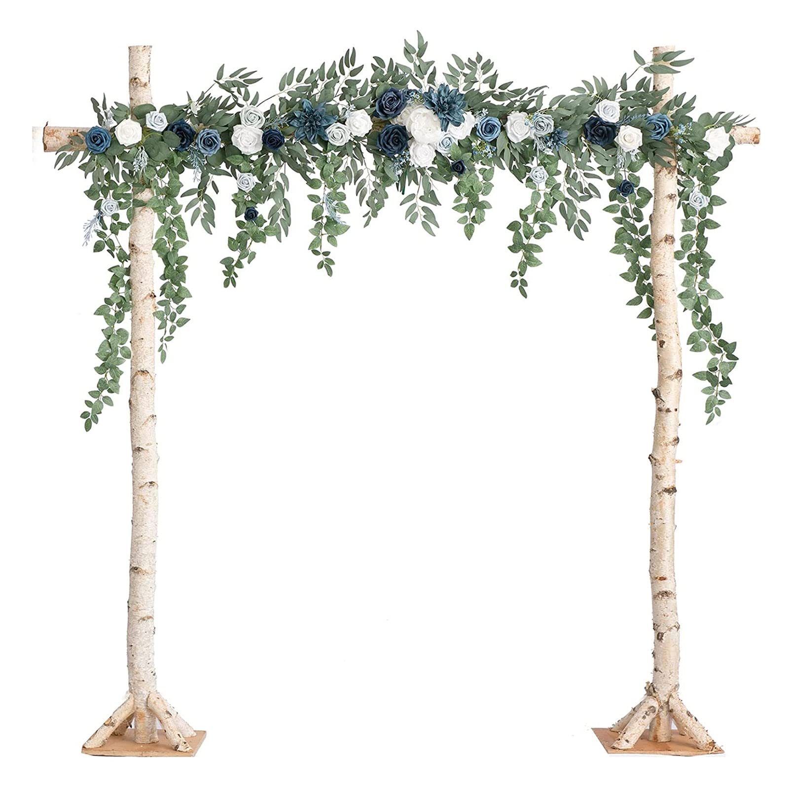 Künstliche Eukalyptus-Girlanden in Orange, romantische Hochzeitsbogen-Blumen im Boho-Stil, hängende Seidenranken-Hochzeitsgirlande mit grünen Blättern für Hochzeits-Party-Dekoration