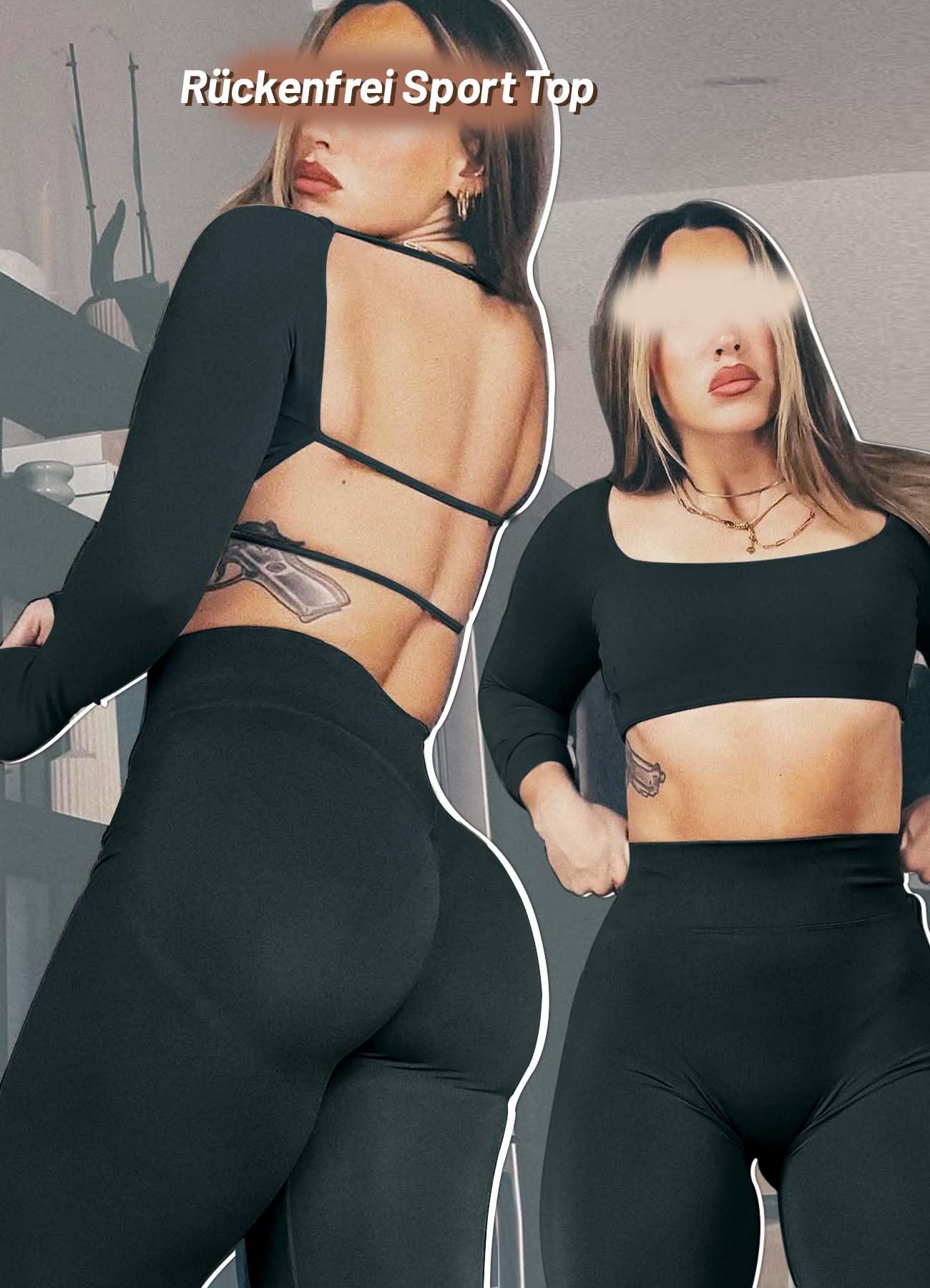 TZLDN Haut de sport dos nu à manches longues pour femme, haut de sport, haut court ventral, haut de sport, yoga, pilates, danse, rave