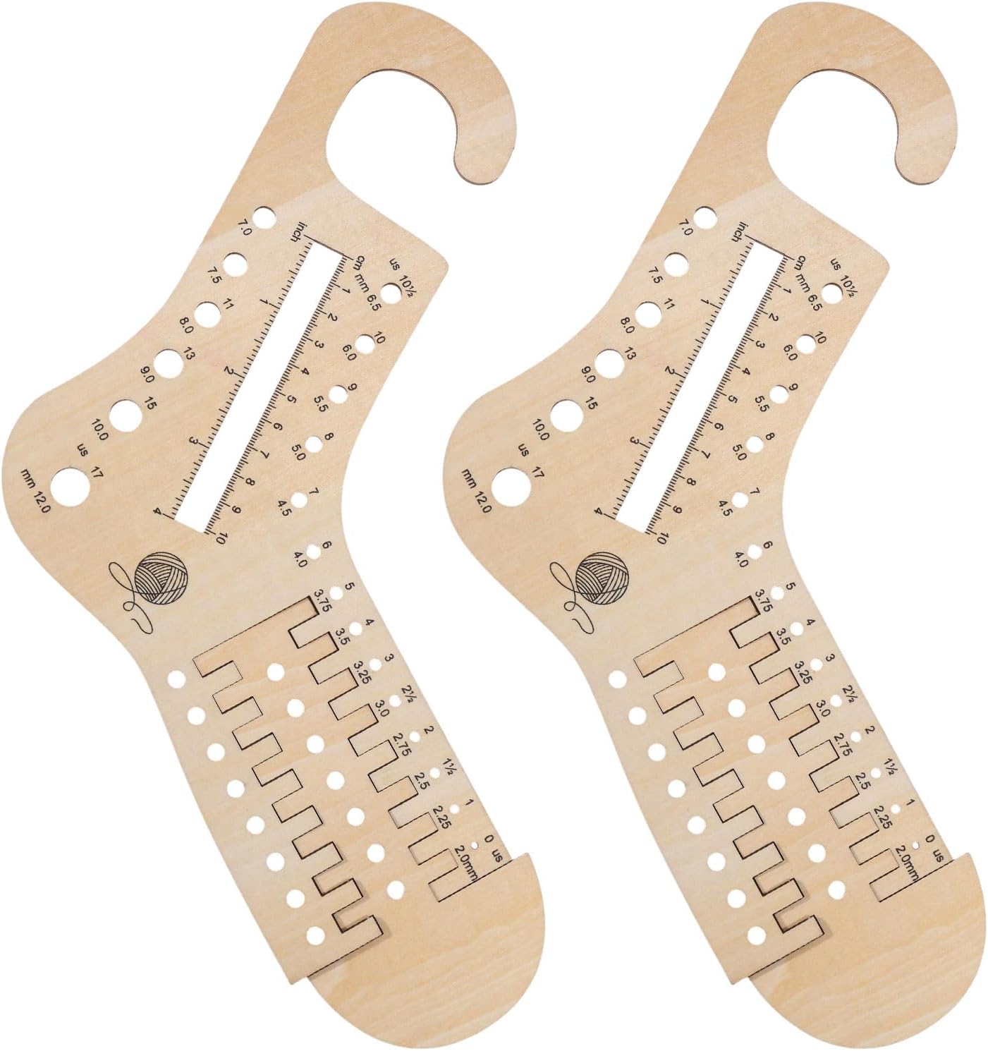 FREEBLOSS 2Pcs Adjustable Sock Blockers 2 Sizes Wood Sock Shaper for Knitting Crochet Knit Sock Ruler Tool for Beginners 31x21cm/12.2x8.3inch