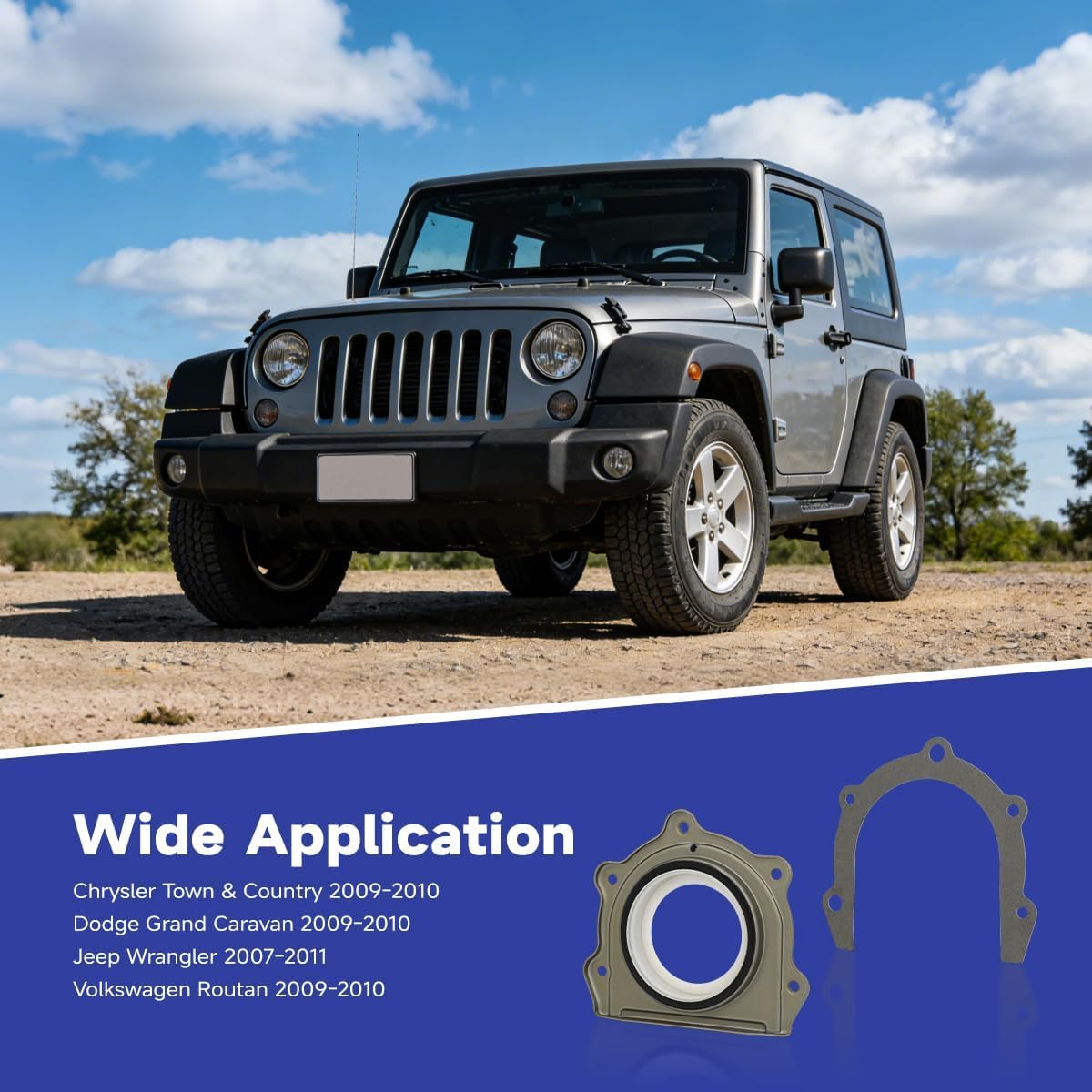 BS 40713 Rear Engine Crankshaft Seal Kit Compatible with 2009-2010 Chrysler Town & Country, 2009-2010 Dodge Grand Caravan, 2007-2011 Jeep Wrangler, 2009-2010 VW Routan Rear Main Seal V6 3.3L 3.8L