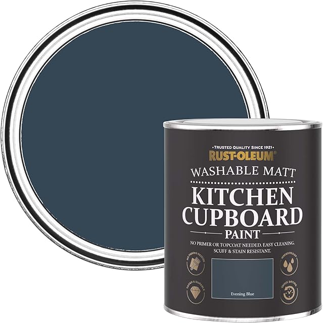 Rust-Oleum Blue Kitchen Cupboard Paint in Matt Finish - Evening Blue 750ml