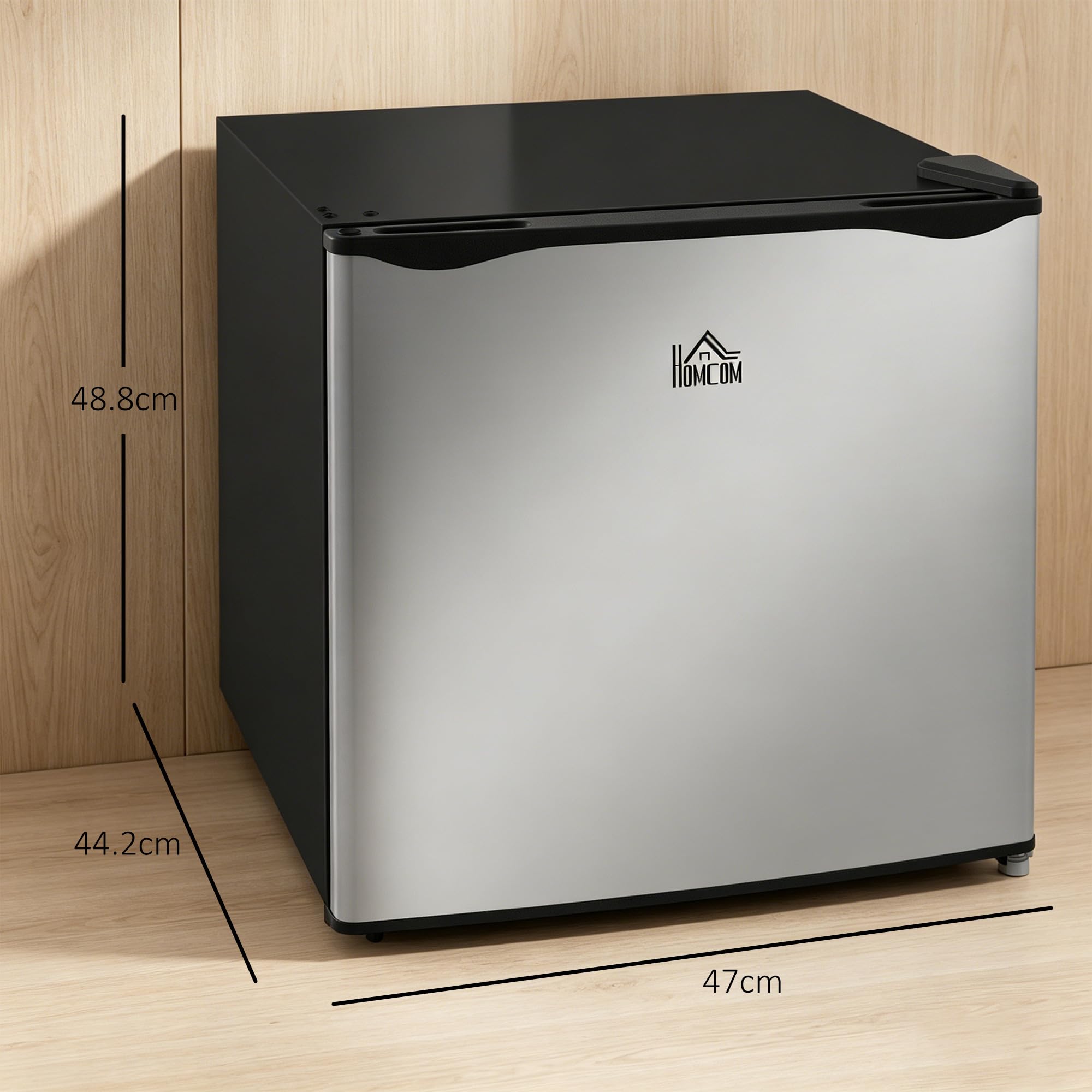 HOMCOM Mini Congelatore 35L, Congelatore Piccolo Silenzioso, Porta Reversibile, Libera Installazione, Temperatura Regolabile -14 ℃- -24℃, Ripiano Rimovibile, Freezer per Ufficio Hotel, 47x44.2x48.8 cm