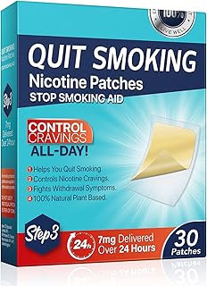 Quit Smoking Nicotine Patches, Step 3 7mg Stop Smoking Aids Patches, Easy & Effective Anti-Stickers, Helping Quit Patch, 30 Count Quit Smoking Stickers that Work with 2 Weeks