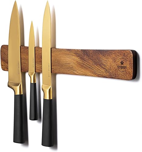 4 YORVOY Soporte magnético para cuchillos de pared, tira magnética para cuchillos sin perforar, soporte compacto para utensilios, estante para