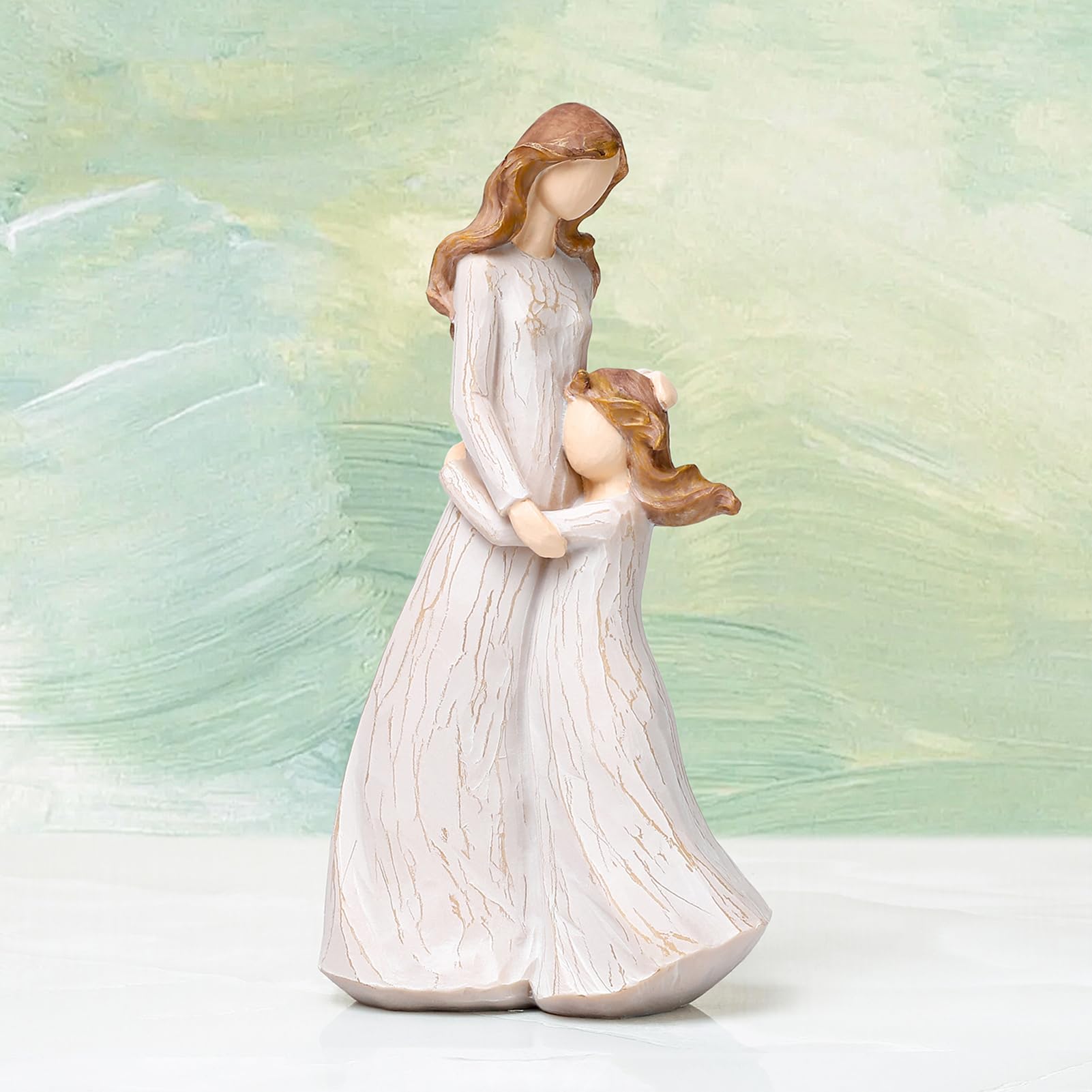 WONDHOMEResin Mother Daughter Figurines, Gifts for Mom from Daughter, Birthday Gifts for Mom,Sculpted Hand-Painted Figure for Home Bedroom Living Room